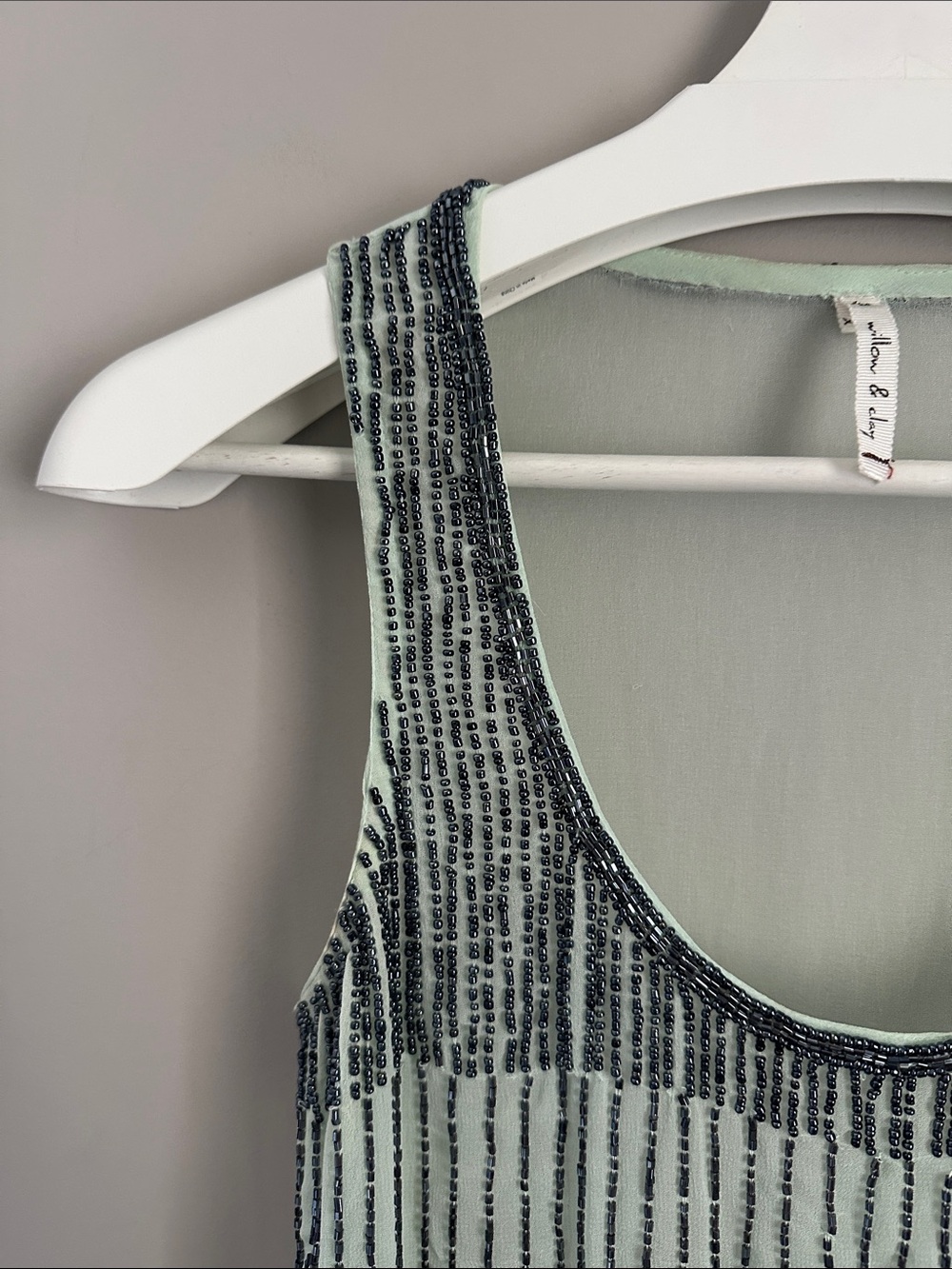 Willow & Clay Mint Green Beaded Tank Top - Picture 4 of 15